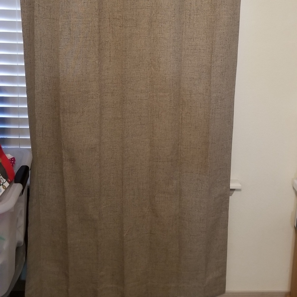 2 Burlap Blackout Curtain Panels - Picture 4 of 7